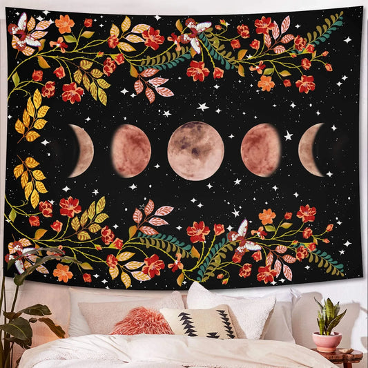 Floral Moon Phase Tapestry