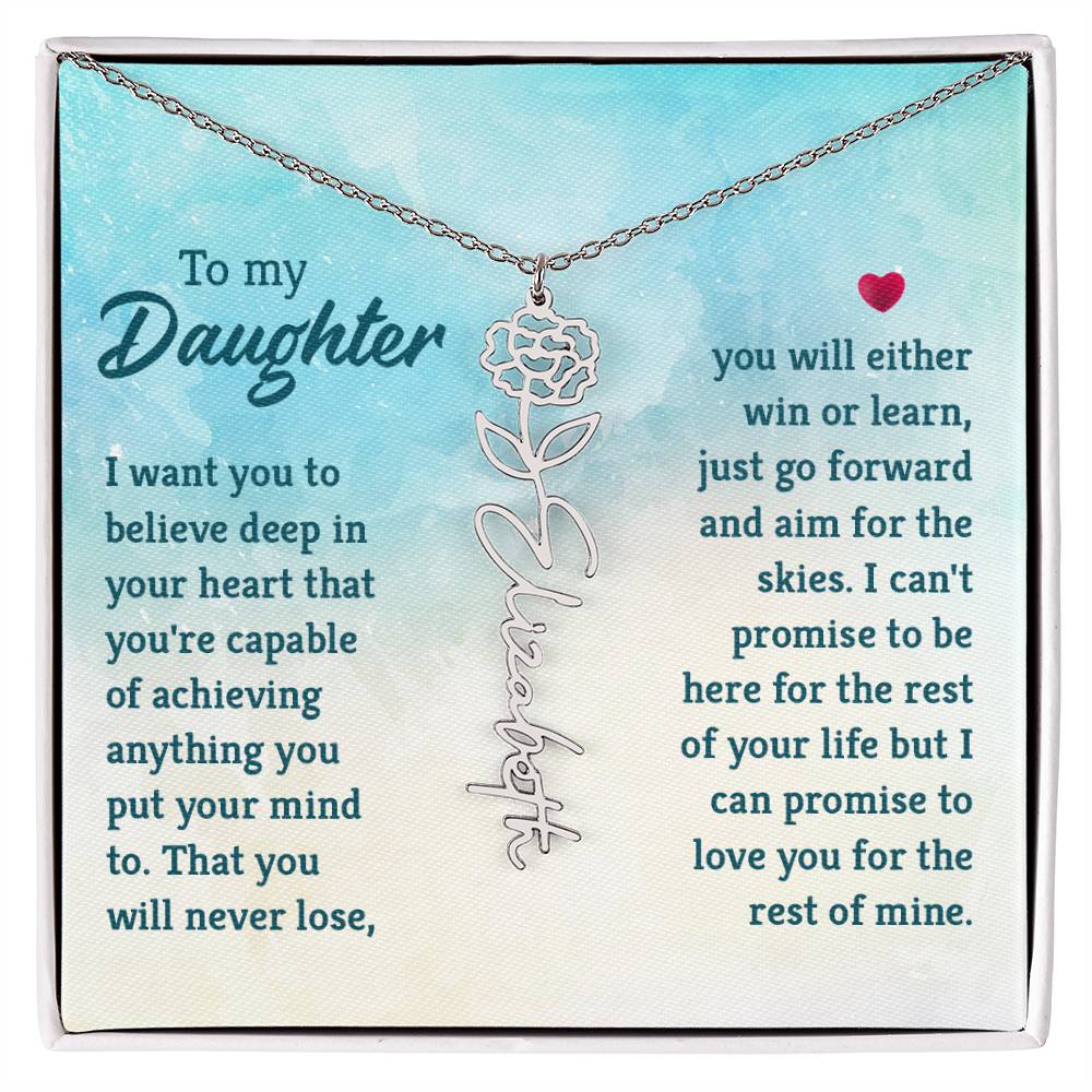 Custom Floral Name Necklace - Daughter