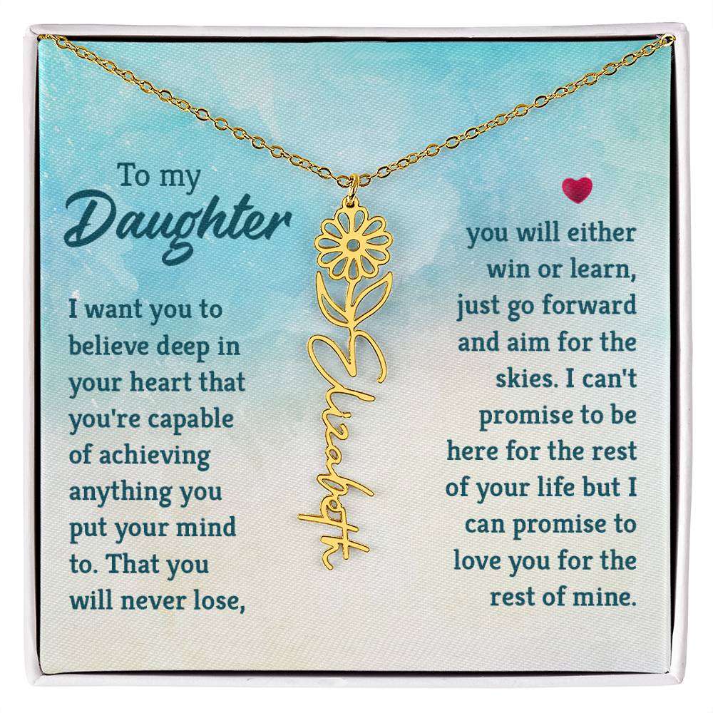 Custom Floral Name Necklace - Daughter