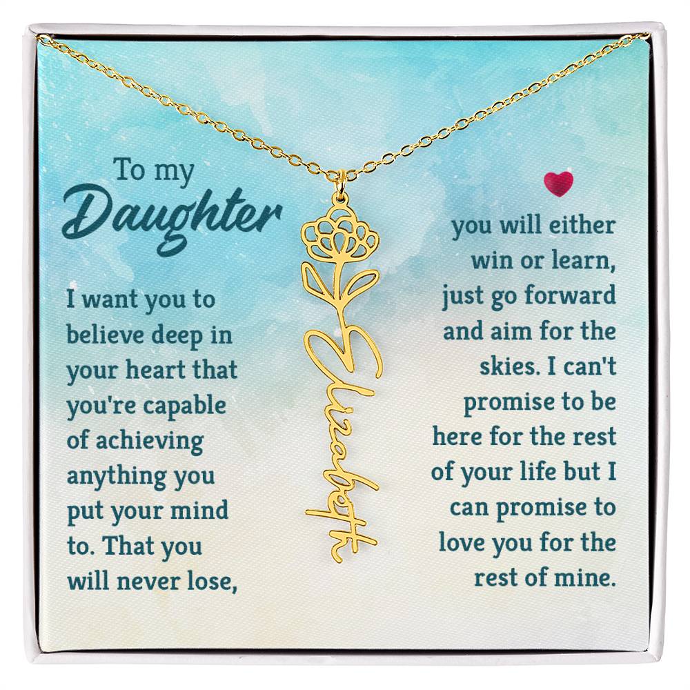 Custom Floral Name Necklace - Daughter