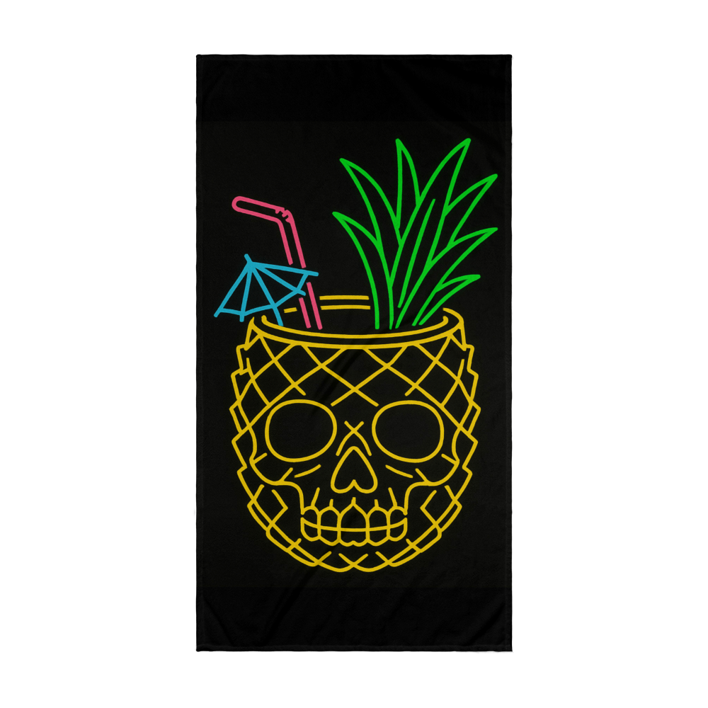 Pineapple Skull Beach Towel