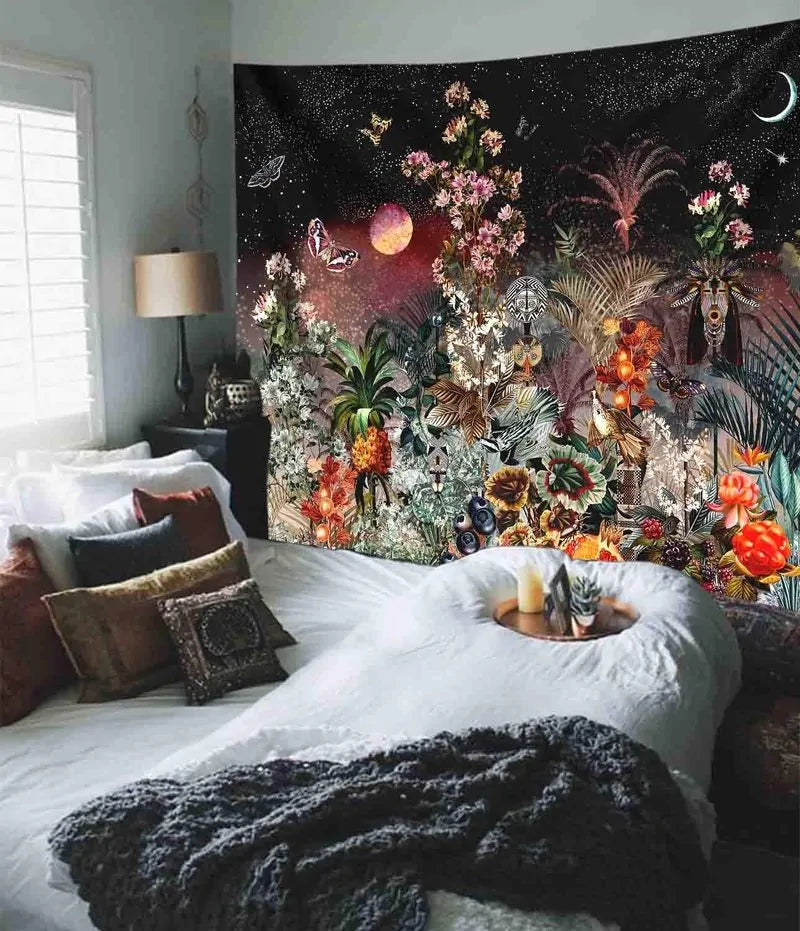Floral Moon Phase Tapestry