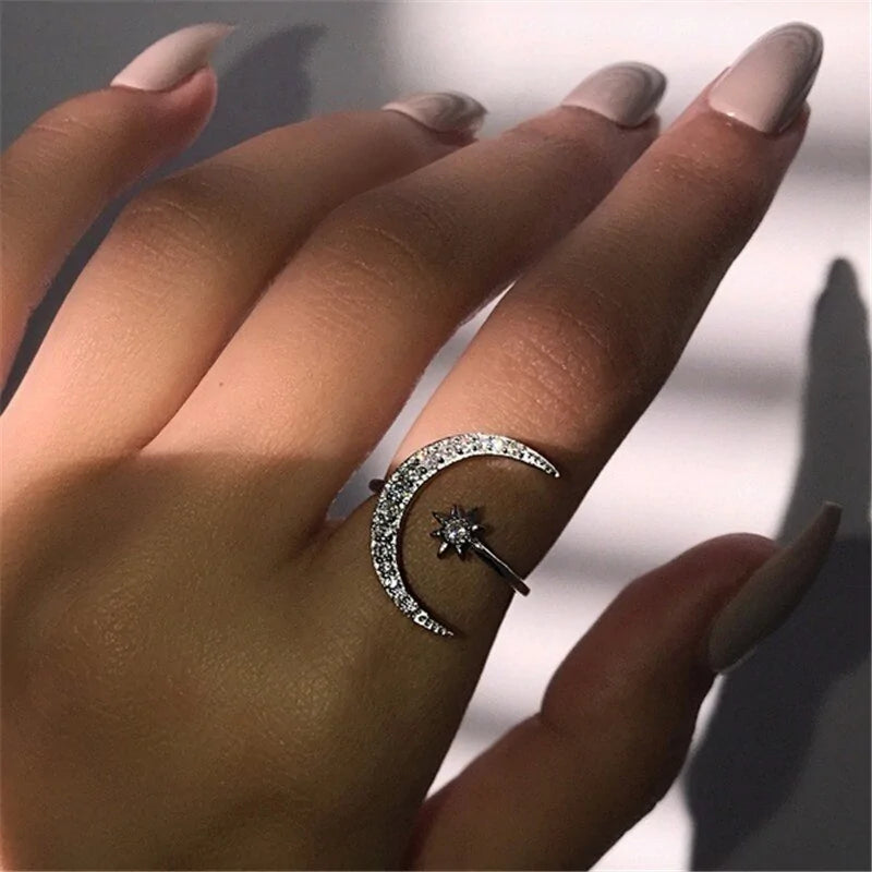Crescent MoonStar Ring